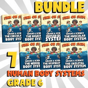 7 SINK or SWIM Games BUNDLE -Gr 6 No Prep Review Activity- Human Body Systems
