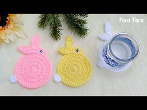 Crochet Bunny Rabbit Coaster I Crochet Easter Decorations I Crochet Bunny Rabbit Applique