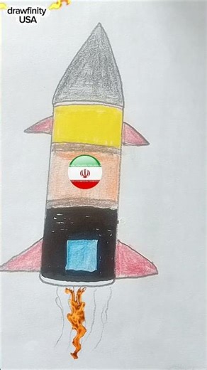 Easy Iran Rocket Drawing 🚀 | Step by Step Rocket Sketch Tutorial | Drafinity USA #shorts