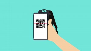 Download Scanning QR code from a bag for payment 4K animation. Paying bills online using a mobile phone to scan QR codes on products. Hand scanning product prices from QR code and Scanning QR code from a bag for free