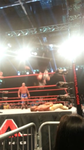 Jeff Hardy as Willow Swanton off the top at TNA wrestling with Kurt angle #tbt #tna #wwe