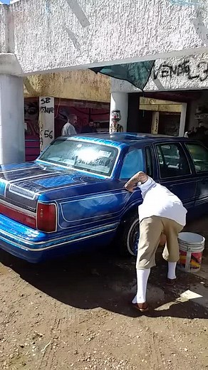 Customizing a Vintage Blue Lowrider Car