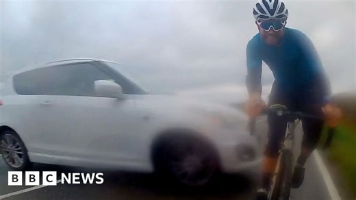 Cyclist in near miss as car crashes off road near Wellingborough