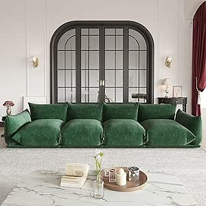 Amazon.com: Sdorens Sectional Sofa Couch, Modern Chenille Fabric 4-Seat Sofa for Living Room Apartment Office (130.7 in/Green) : Home & Kitchen