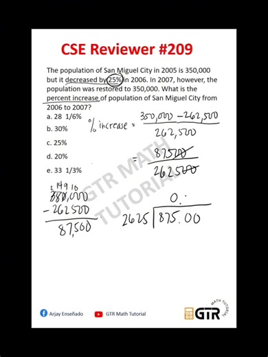 Civil Service Exam Reviewer #209 #arjayensenado #gtrmathtutorial #civilserviceexam | Math Tutorial by Arjay Enseñado