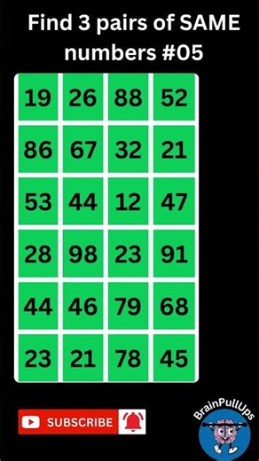 Genius Level Challenge Can You Find 3 Pairs of Hidden Numbers?