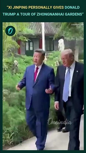 “Xi and Trump Walk Through Historic Zhongnanhai Gardens in Beijing”