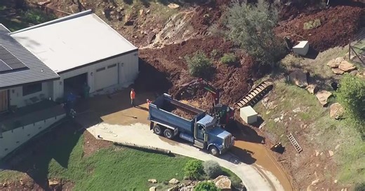 Watch: Scene above mudslide that partially buried Santa Rosa home