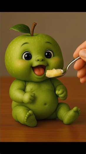 „Apfelbaby isst Apfelstück 🍎 | KI-generierte Fruchtbabys | FruitBabyFactory Shorts“
