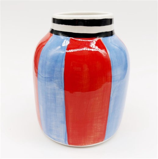 Ceramic Flower Vase in Blue / Red / Black - Etsy