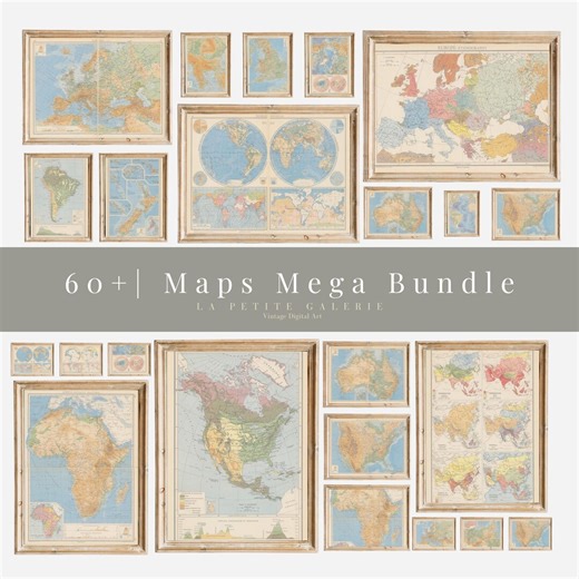 Vintage World Maps Mega Bundle: Antique Atlas Digital Prints (PDF) - Etsy