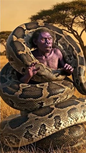 Life millions of years ago - Man attacked by giant python #shorts #prehistoriclife