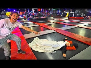 ILLEGAL Overnight Challenge at Trampoline Park!