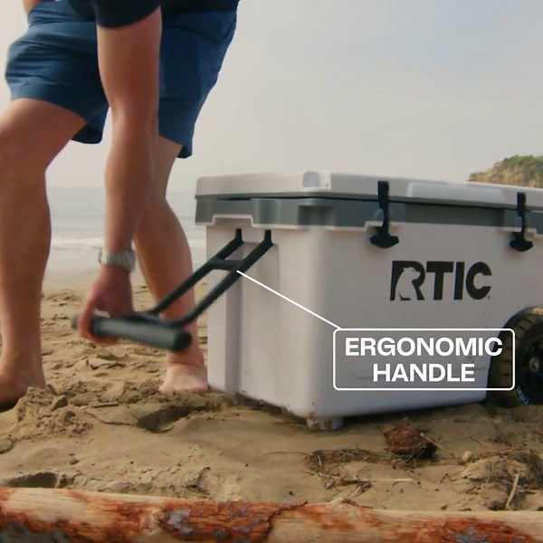 RTIC 52 QT Ultra-Light Wheeled Hard-Sided Ice Chest Cooler, Fits 78 Cans, Sage/Beach