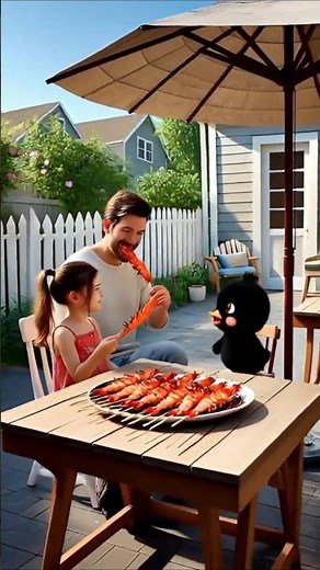 Black Duck Splurges on Shrimp Skewers! Family BBQ in the Yard, So Tasty!