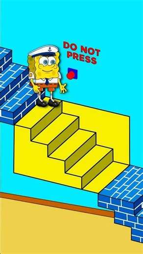 SpongeBob BUTTON DO NOT PRESS? STAIRS ILLUSION! OC2DLab #loop #illusion #animation
