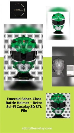 Emerald Saber-Class Battle Helmet – Retro Sci-Fi Cosplay 3D STL File
