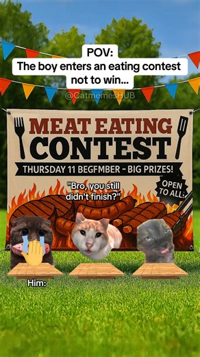 The boy enters am eating contest not to win... #catmemesdaily #relatable #catmemes #relationship | Meow Mories