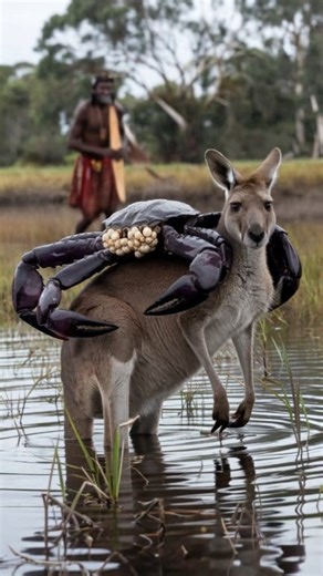 A distressed kangaroo struggles desperately as a giant purple crab latches onto its back, leaving the powerful marsupial agitated and unable to find relief. Witness the dramatic rescue as a brave Aboriginal rescuer rushes through the Australian marsh to save the struggling animal from this bizarre predicament! #naturelovers #wildliferescue #animalrescue #kangaroo #savingwildlife | Hope for Wildlife