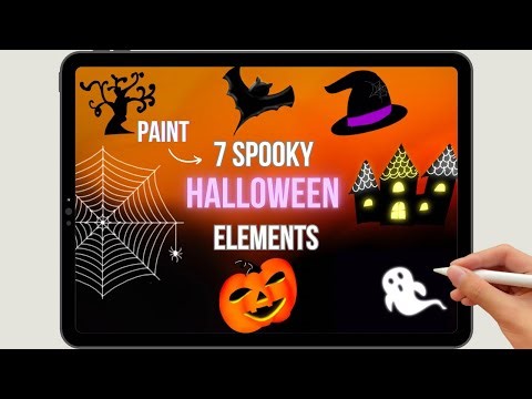 How to Draw 7 Spooky Elements | Halloween Procreate Tutorial for Beginners 🎃👻