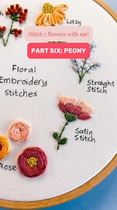 How pretty is this little peony? 😍 I am in love with this two-toned satin stitch flower. It’s the perfect way to practise your satin stitch and I’m sure you’ll draw on this technique again and again for future patterns and florals. Learn to stitch all these flowers in our Floral Stitch Sampler kit: cleverpoppy.com 🙌🪡 #embroidery #modernembroidery #embroiderykit #stitchersgonnastitch #beginnerkit | Clever Poppy