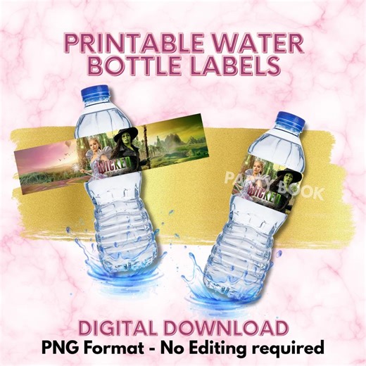 Wicked 2 Water Label PNG | Printable Party Favor | 16oz Bottle Label | Digital Download | Movie Birthday Decor | Instant Print - Etsy