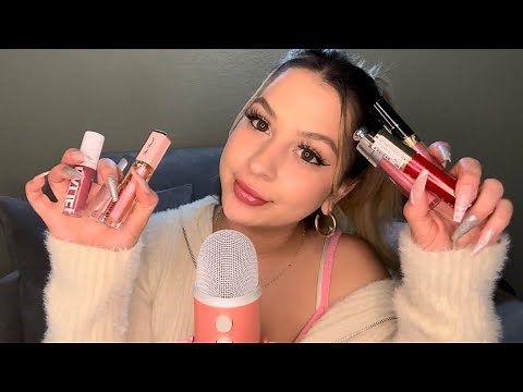 ASMR | Lipgloss application on YOU and me 👄 lipgloss plumping + mouth sounds 🍒