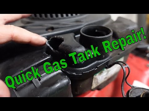 Lawn Mower Gas Tank Repair - Who chewed a hole in the tank?