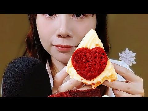 ASMR Homemade RED VELVET CAKE 🍰 Super Moist & Fluffy | MUKBANG | No Talking | Real Eating Sounds