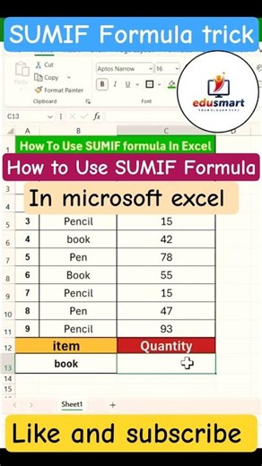 how to Use SUMIF Formula in the microsoft excel Easy trick and tips for beginners student #shorts