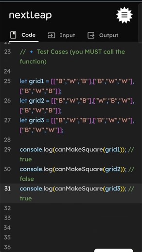 2x2 Same Color Square in 3x3 Grid — At Most One Change | JavaScript Solution Explained