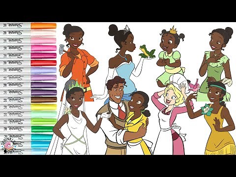 Disney Princess Coloring Book Compilation Princess Tiana Prince Naveen Lottie Princess and the Frog