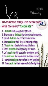 Dedicate in a sentence #englishsentences #dailyenglish #advancedenglish #vocabulary #learnenglish #englishlearning | English Learning