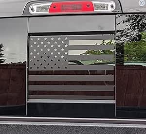 Rear Window American Flag Decal for Chevy Silverado/GMC Sierra 2019-2024 Matte Black