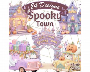 Pastel Halloween Town PNG Clipart, Cute Haunted Village Png, Spooky Shops, Ghost Houses, Halloween Street Scene Clip Art, PNG Spooky Town - Etsy