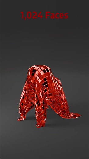 Cloth simulation 1face to 64k faces #blender3d