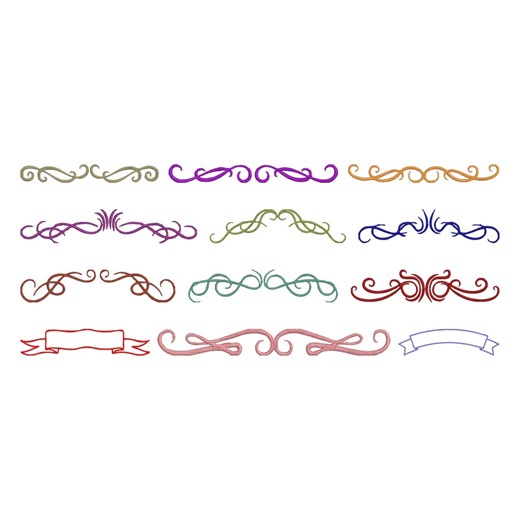 Decorative Swirl Embroidery Design, Vintage Flourish Divider Machine Embroidery File, 12 Design, 7 Size, Instant Download - Etsy