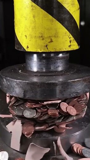Piggy Bank Full of Coins vs Hydraulic Press – Ultimate Test #crushingtime #piggybank #shorts