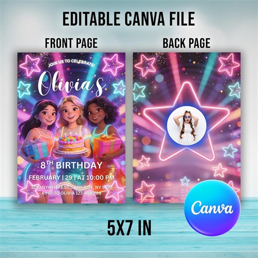 Kpop Anime Birthday Invitation, Editable Canva Template (digital Download) - Etsy