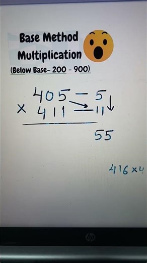 Base Method Multiplication above 400 #vedic#vedicmaths#multiplication#speedmaths
