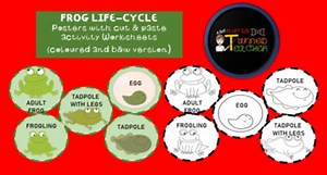 Frog life cycle poster cut and paste activity bundle
