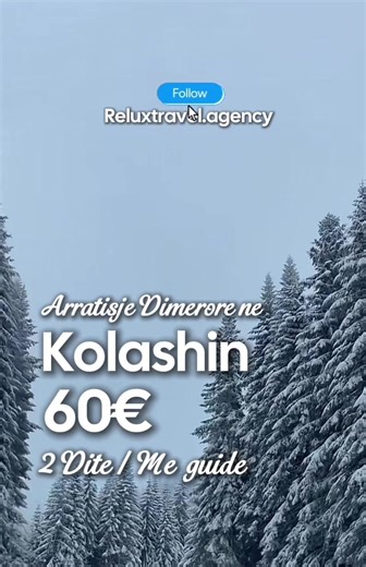 ❄️ KOLAŠIN – ARRATISJE DIMËRORE NË MAL 🏔️ ✨ Borë, relaks & ajër i pastër ✨ 📅 DATAT E UDHËTIMIT: • 31 Janar – 01 Shkurt • 07 – 08 Shkurt • 14 – 15 Shkurt • 21 – 22 Shkurt • 28 Shkurt – 01 Mars 🏨 AKOMODIMET: Hotel Kings Park 4★ 💶 60€ / personi 🥐 Mëngjes i përfshirë Hotel Hilton 5★ 💶 99€ / personi 🥐 Mëngjes i përfshirë ♨️ Pishinë • Jacuzzi • Sauna • SPA ✅ PAGESA PËRFSHIN: 🚌 Transport me automjet komod 🏨 Akomodimi sipas hotelit të zgjedhur 🥐 Mëngjesi 🧑‍✈️ Shoqërues shqiptar gjatë udhëtimi