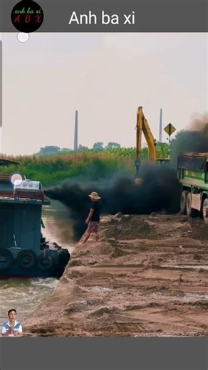 A close-up view of a barge engine in Northern Vietnam running at full power.