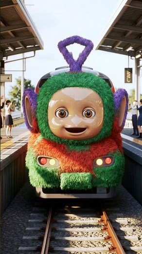 Teletubbies-themed train. Enjoy your journey! #train #teletubbies #subwaytrain #cute #funny #travel
