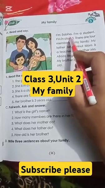 Class 3 my family।।Unit 2।।৩য় শ্রেণি My family।। #english #education