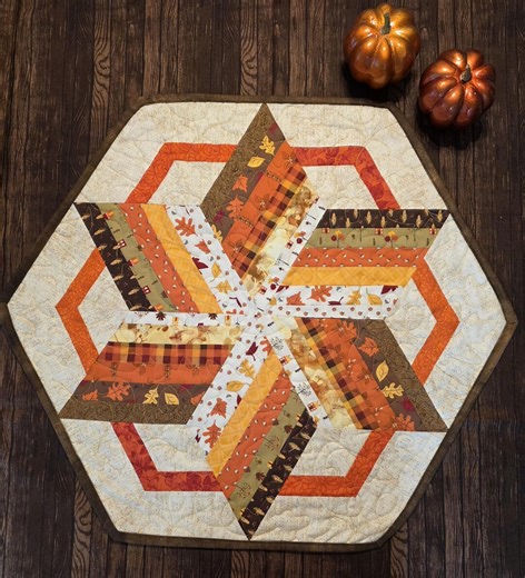 Fall Autumn Quilted Hexagon Table Topper Runner - Etsy