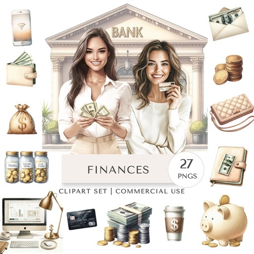 Finance Clipart Set | Money Management Digital Stickers - Etsy