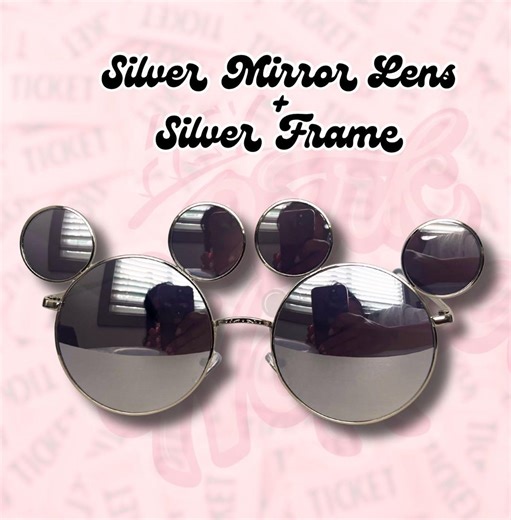Mickey Mouse Sunglasses: Silver Frame, Silver Mirror Lens, Oversized, UV400 - Etsy