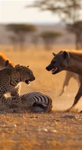 Predator Showdown! Leopard Protects Its Kill! 🐆🔥🦁捕食者対決！ヒョウが獲物を守る！🐆🔥🦁포식자 대결! 표범, 사냥감 지켜라! 🐆🔥🦁