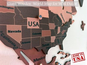 Wooden World Map With Flags Wall Art – 3D Interactive Travel Decor for Home or Office – Perfect Gift for Travelers - Etsy